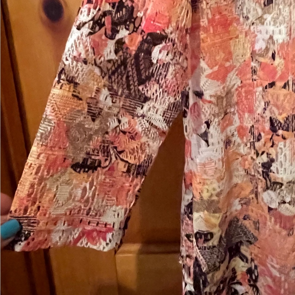 Laura Ashley colorful feminine lace overlay top - Picture 2 of 5